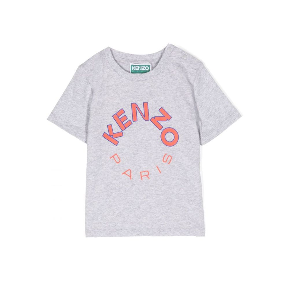 Kenzo Kids - Grey cotton orange logo t-shirt