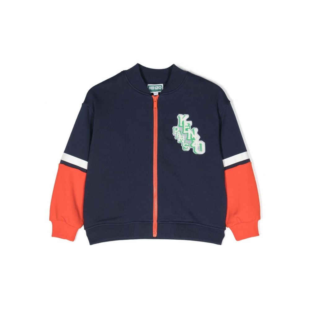 Kenzo Kids - logo-patch zip-up sweatshirt