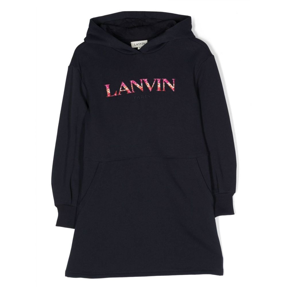 Lanvin Kids - logo-appliquè hooded dress