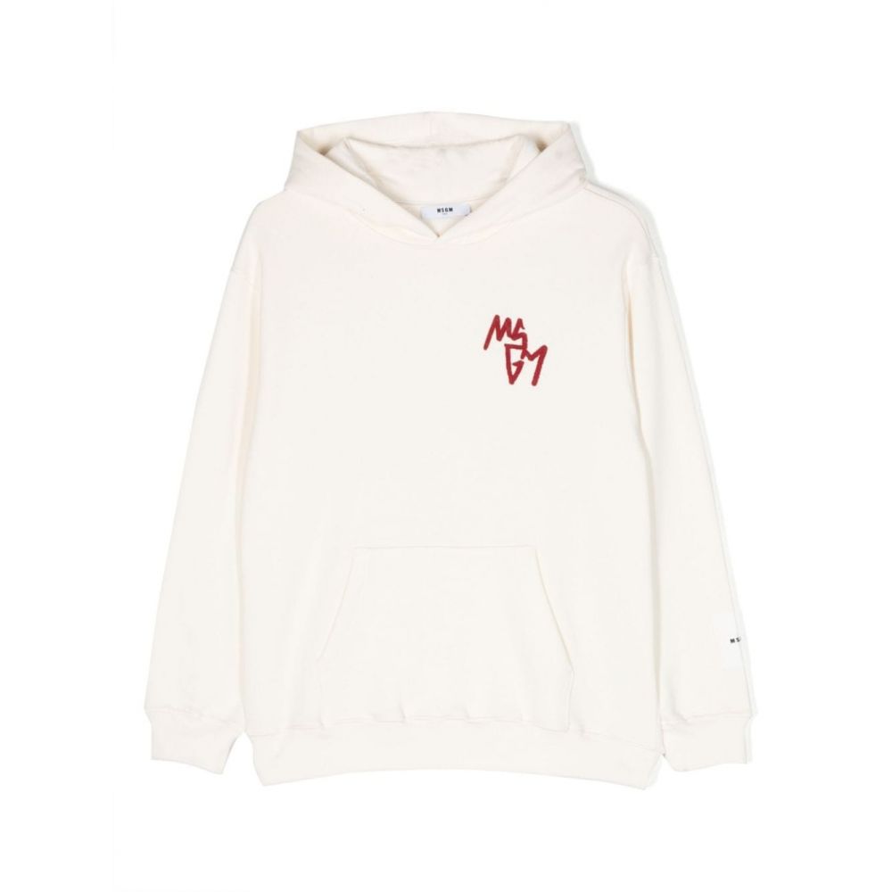 MSGM Kids - logo-embroidered cotton hoodie