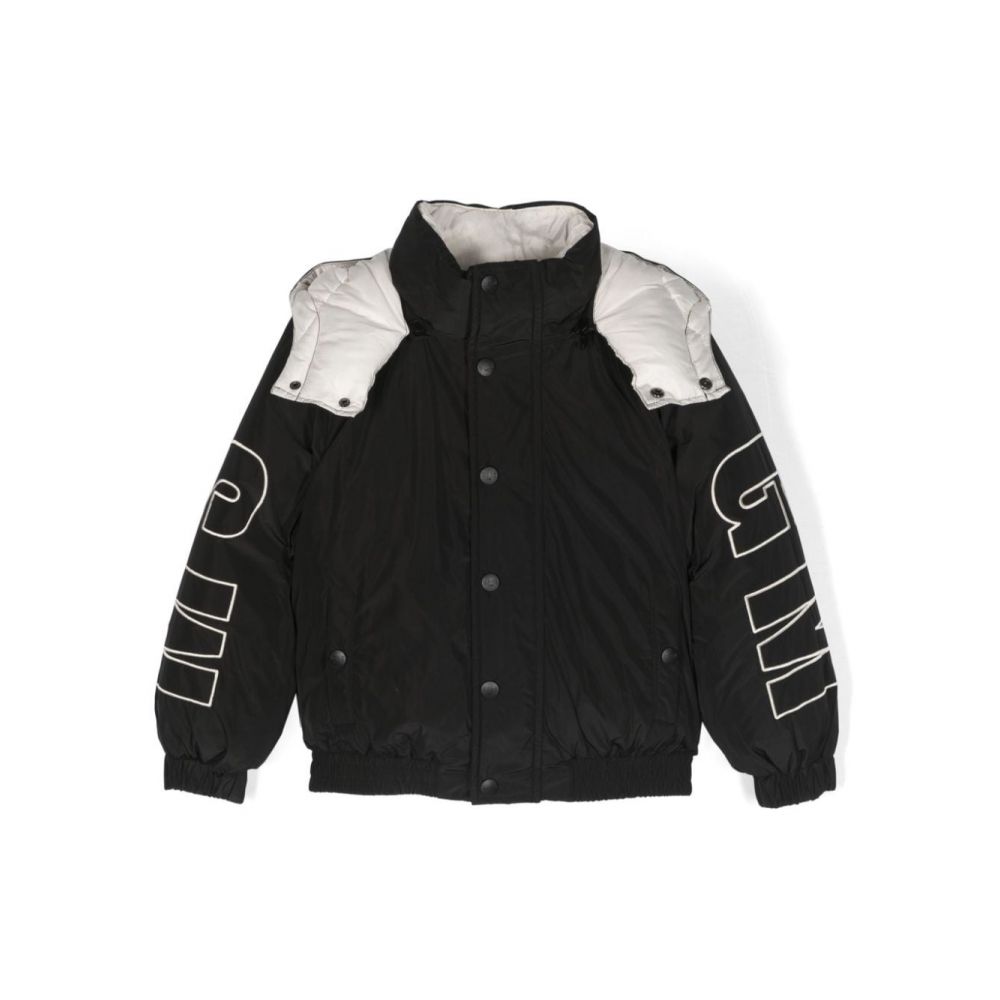 MSGM Kids - logo-embroidered two-tone puffer jacket