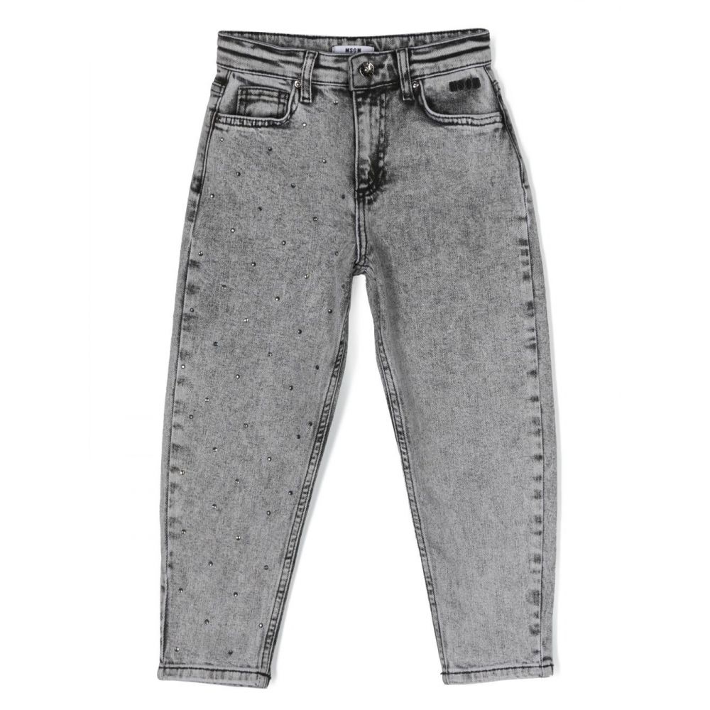 MSGM Kids - rhinestone-embellished tapered jeans