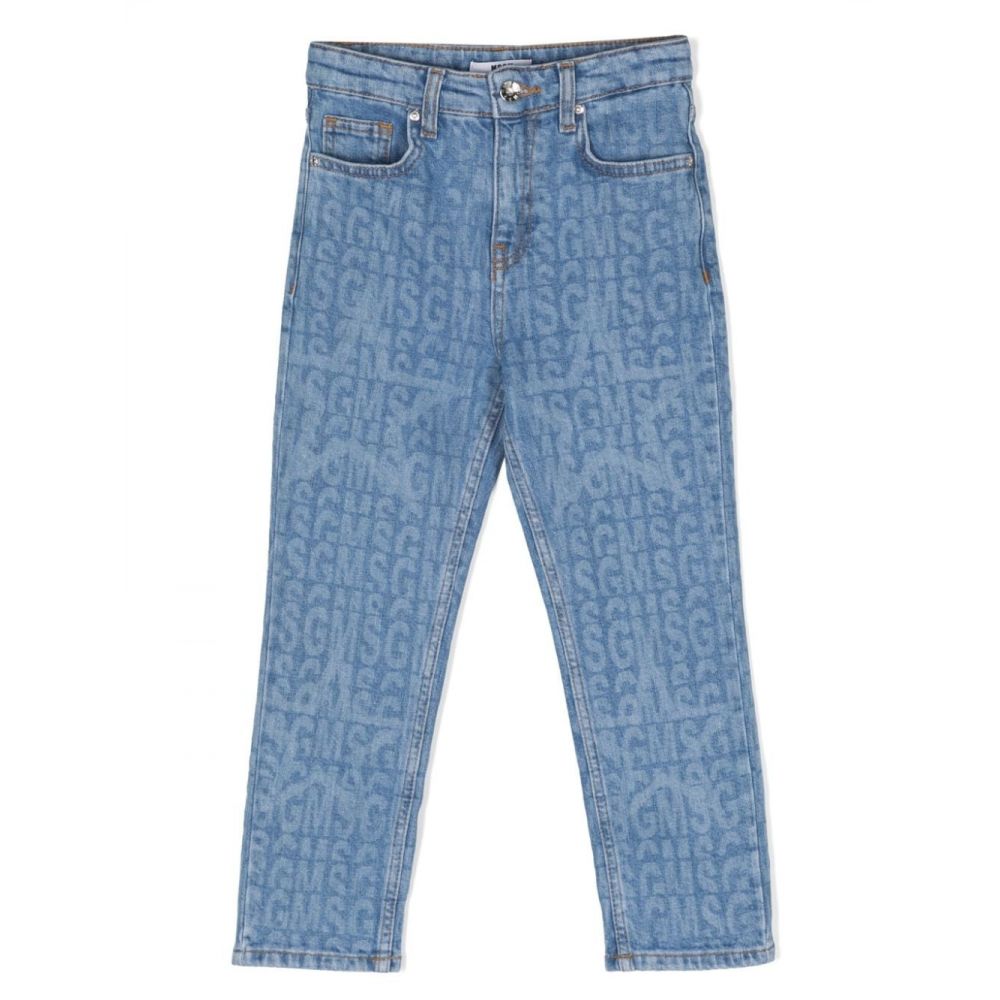 MSGM Kids - monogram-print cotton jeans