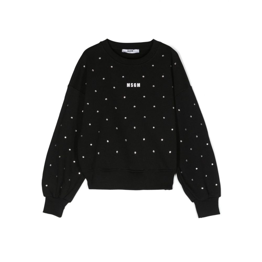 MSGM Kids - crystal-embellished cotton sweatshirt