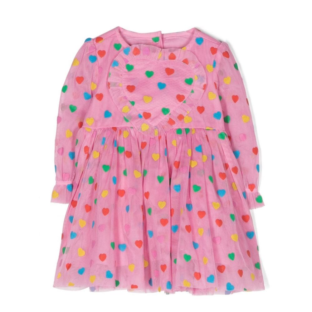 Stella McCartney Kids - heart-print tulle-panels dress