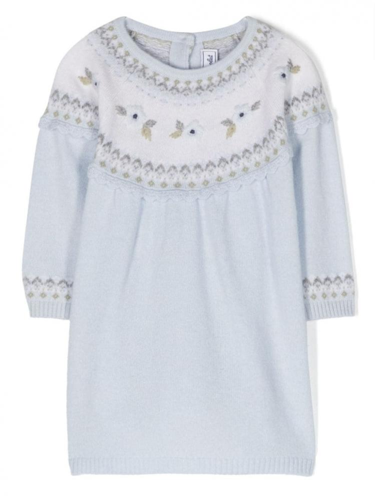Tartine Et Chocolat - floral-embroidered crochet-trim dress