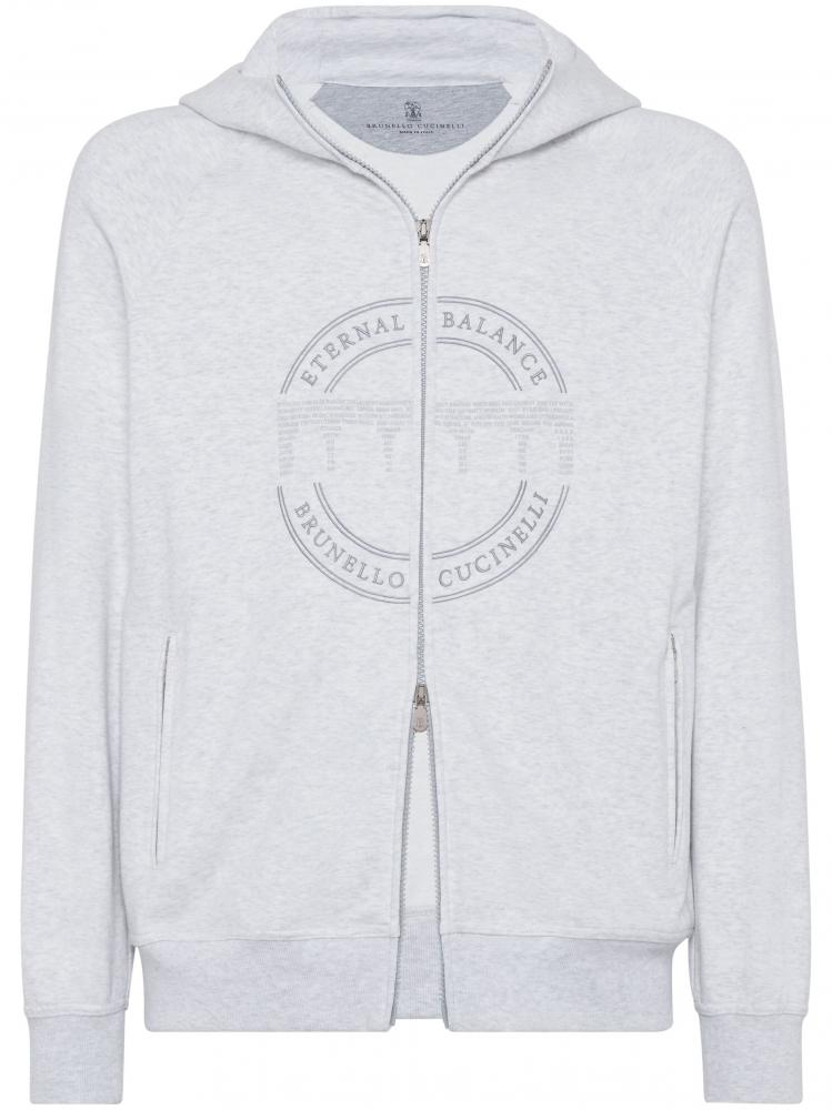 Brunello Cucinelli - logo-embossed zip-up hoodie
