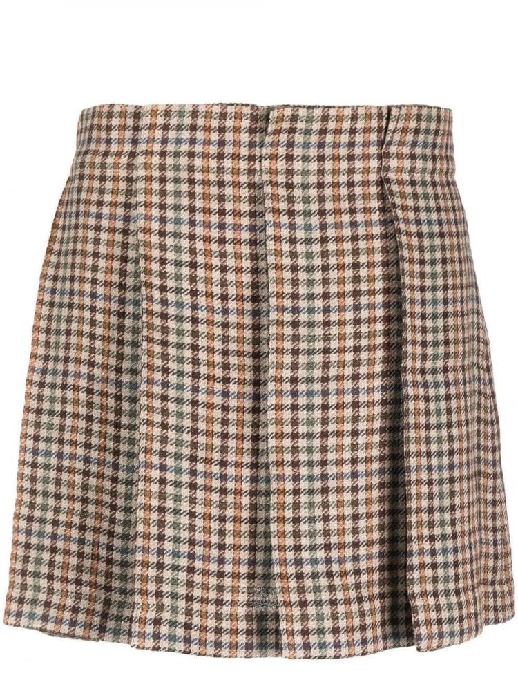 Brunello Cucinelli - check pattern pleated skirt