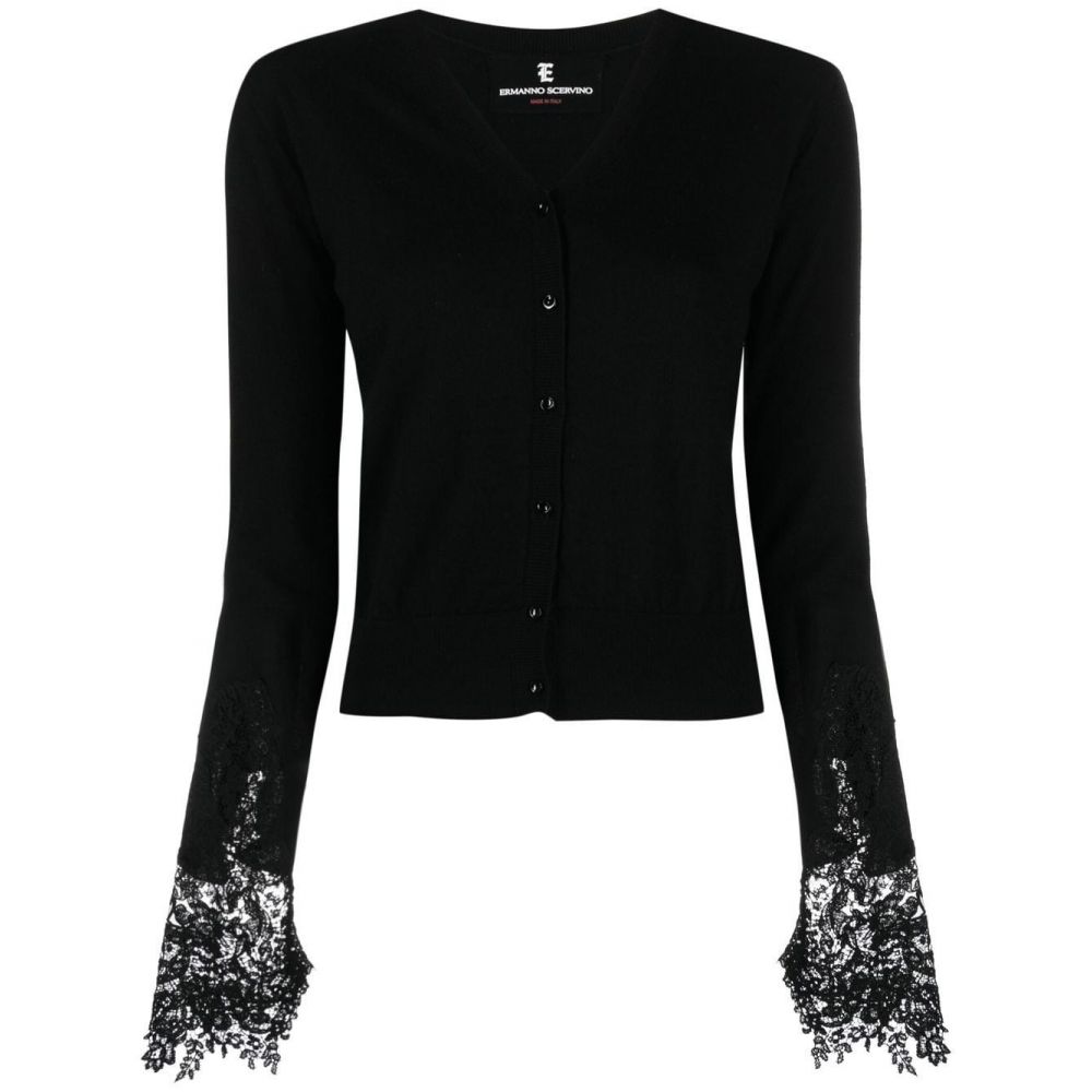 Ermanno Scervino - lace-trim knitted cardigan