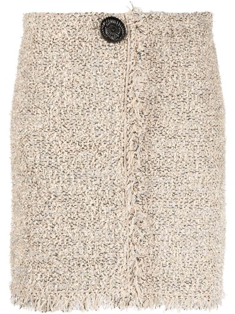 Lanvin - frayed-edge tweed skirt
