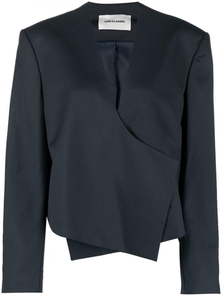 Low Classic - asymmetric wool-blend jacket blue