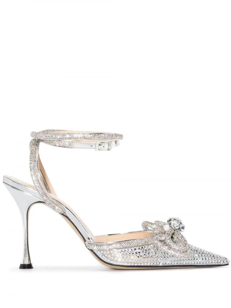 Mach & Mach - Double Bow Embellished PVC Pumps silver