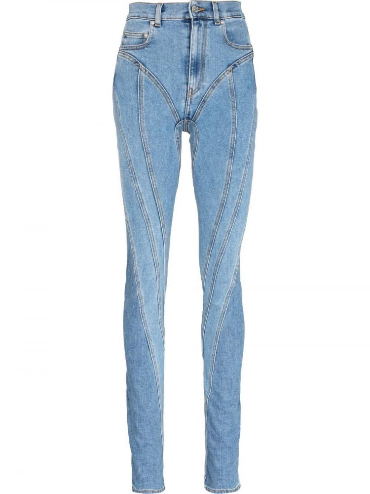 Mugler - seam-detail skinny jeans BLUE