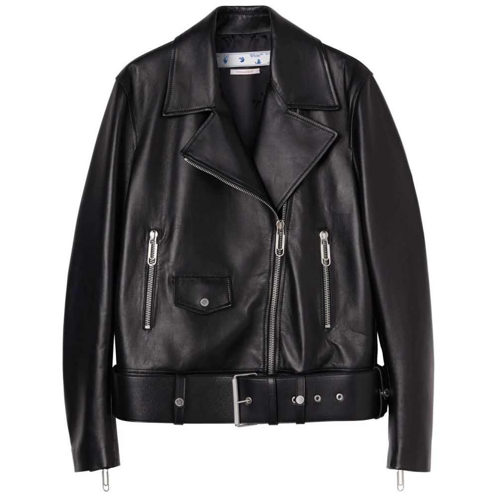 Off-White - Corporate leather biker jacket