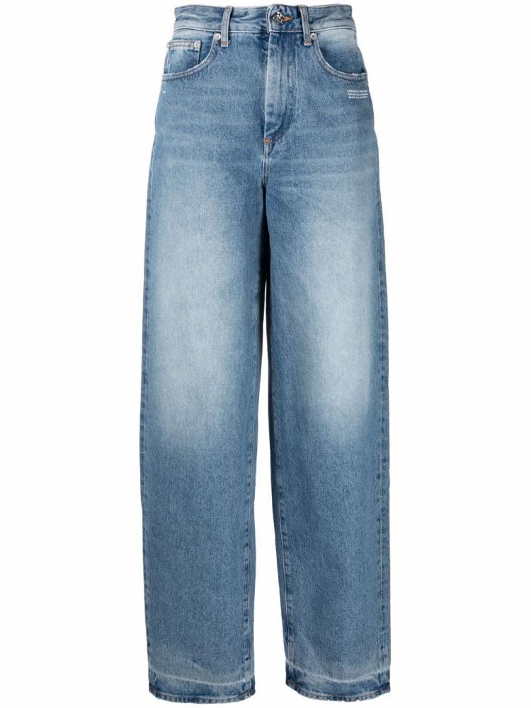 Off-White - high-rise wide-leg jeans blue