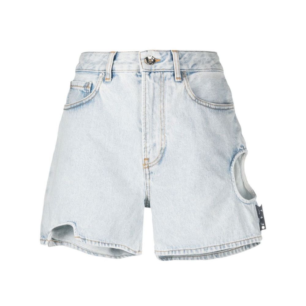 Off-White - cut-out high-waisted denim shorts