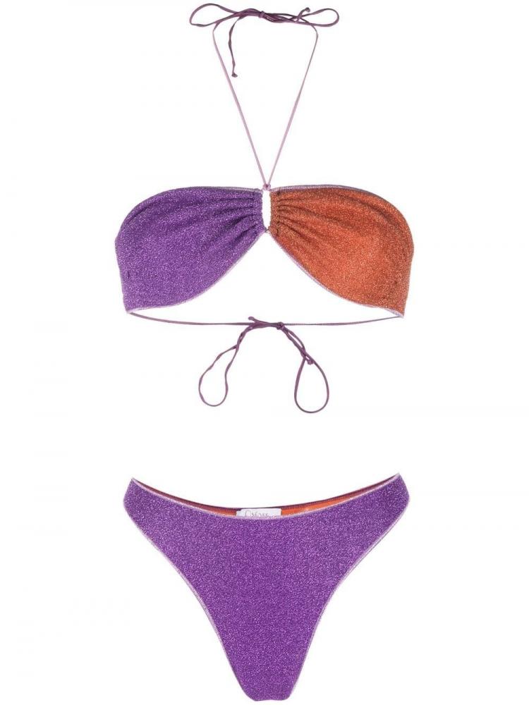 Oseree - glittered tie-fastening bikini set
