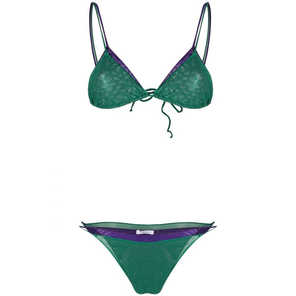 Oseree - layered shimmer-finish bikini green purple