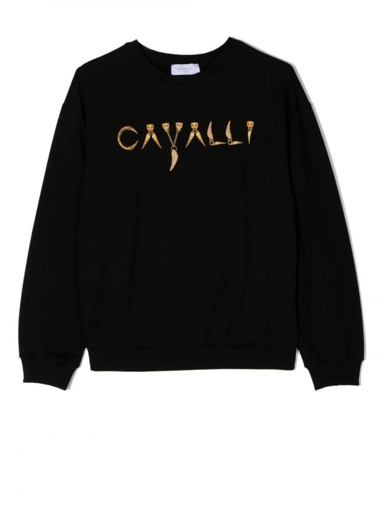 Roberto Cavalli Kids - Tiger-Tooth logo-print sweatshirt