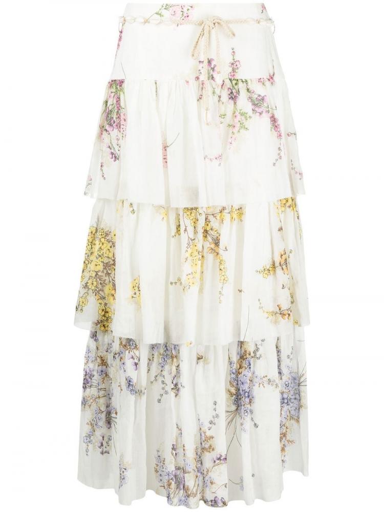 Zimmermann - tiered floral-print skirt
