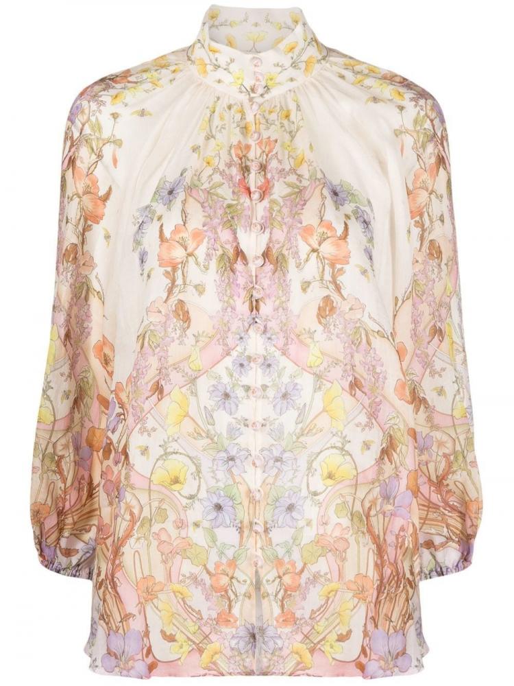 Zimmermann - floral-print high-neck blouse