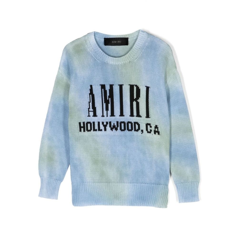 Amiri Kids - logo-intarsia tie-dye knit jumper