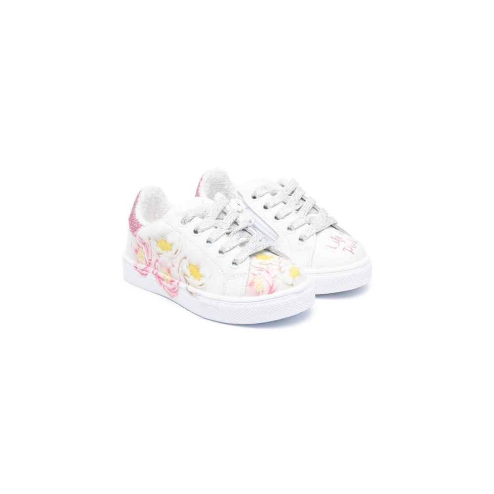 Monnalisa - floral-print lace-up sneakers