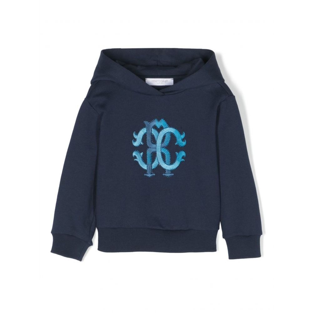 Roberto Cavalli Kids - monogram-embroidered rib-trimmed hoodie