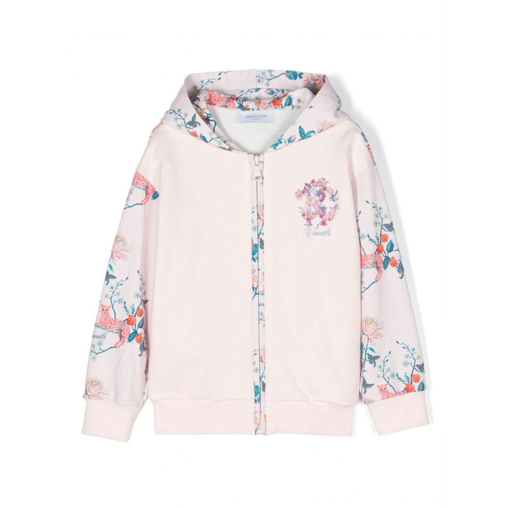 Roberto Cavalli Kids - floral-print zip-up hoodie