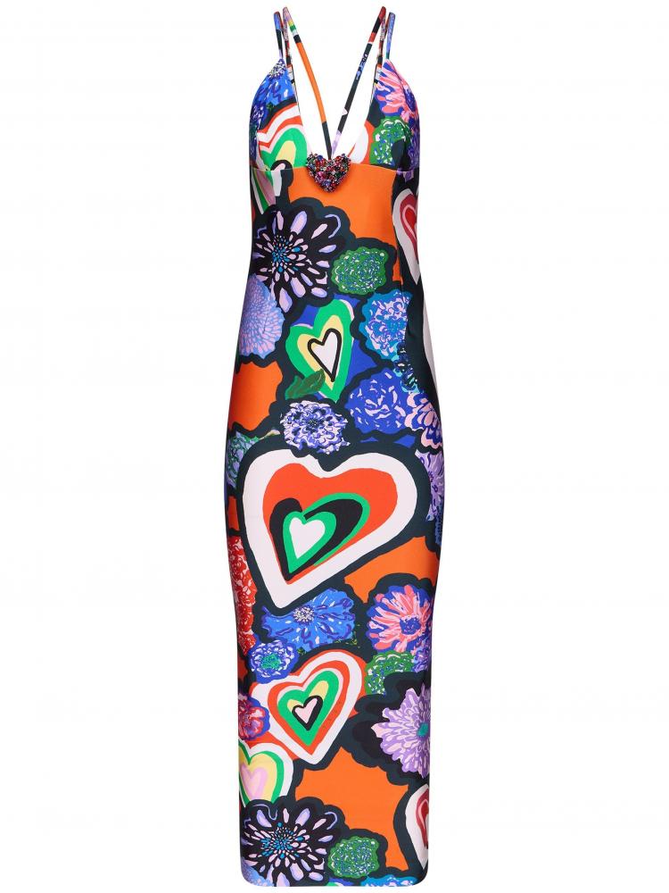 Area - heart-print maxi dress