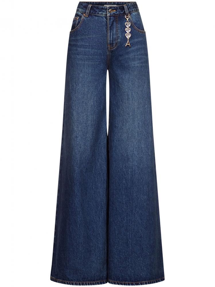 Area - Crystal Heart Charm wide-leg jeans