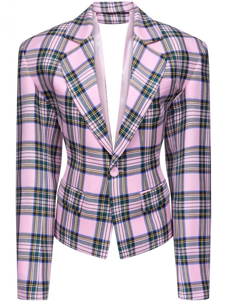 Area - heart draped cutout checked blazer