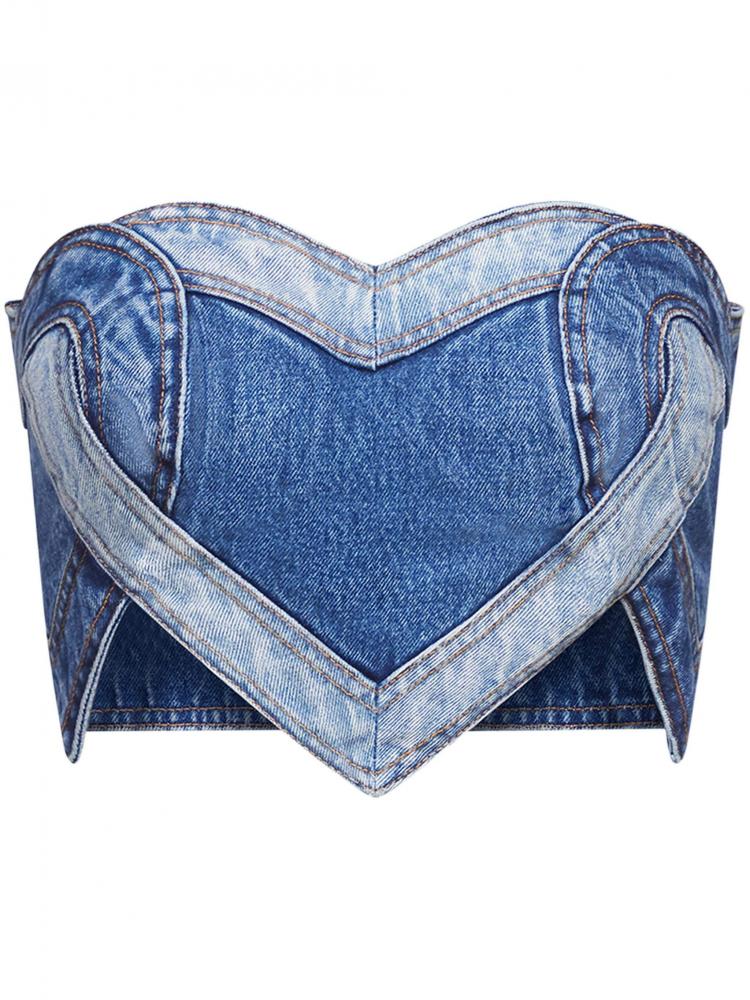 Area - patchwork heart-motif denim bandeau