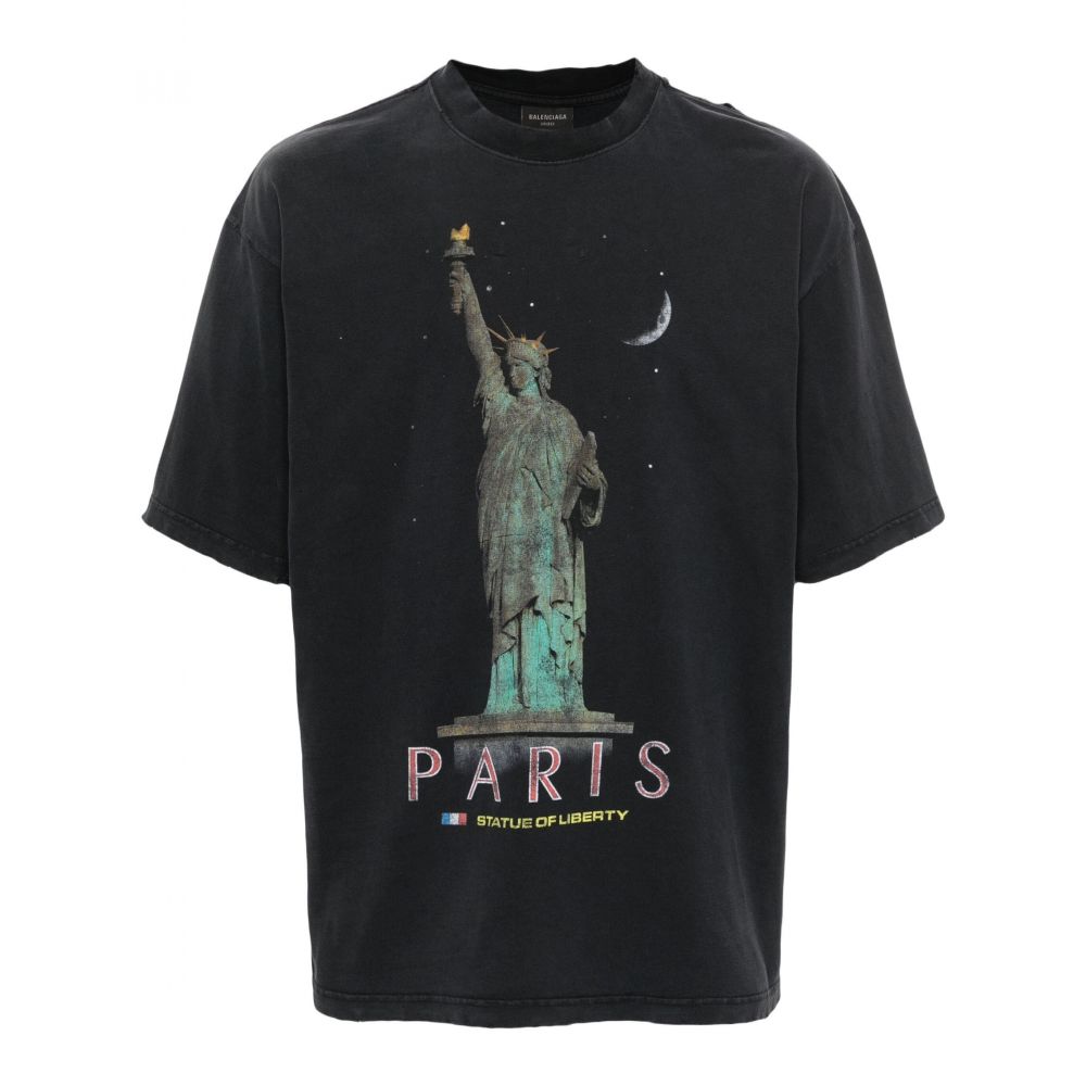 Balenciaga - Paris Liberty distressed T-shirt