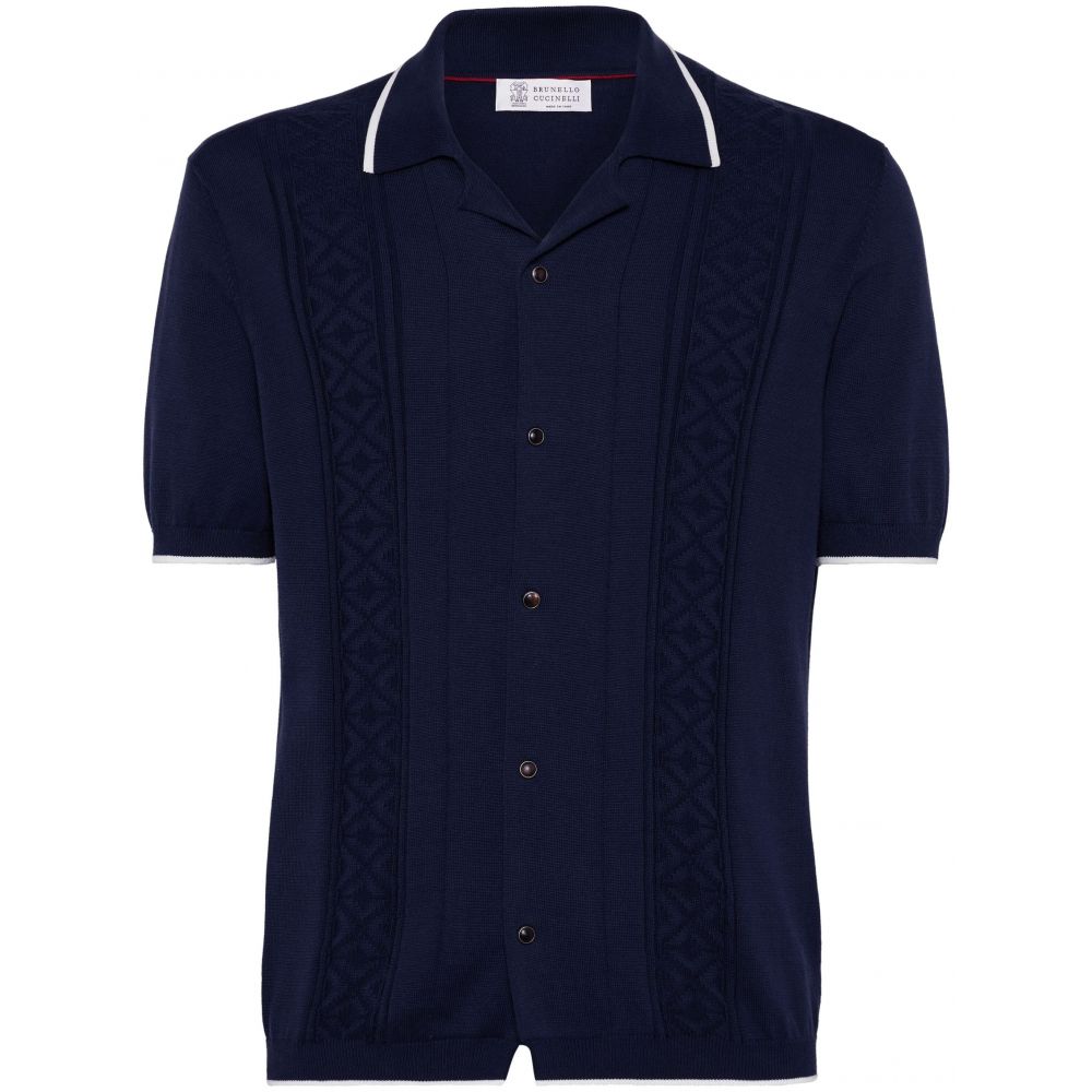 Brunello Cucinelli - intarsia-knit cotton shirt