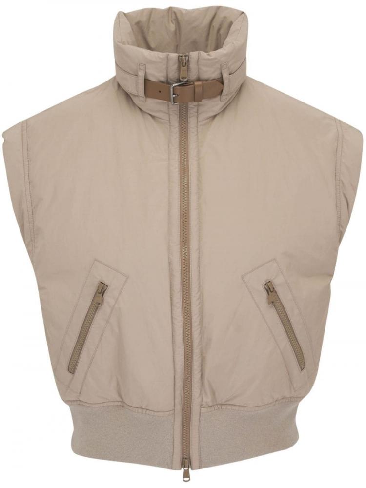 Brunello Cucinelli - Beige down vest with monil chain