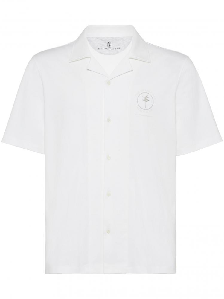 Brunello Cucinelli - logo-print cotton shirt