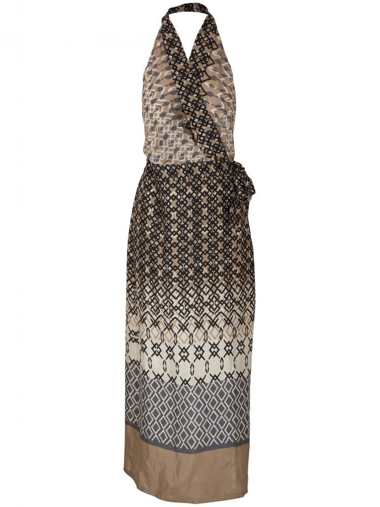 Brunello Cucinelli - geometric-print halterneck dress