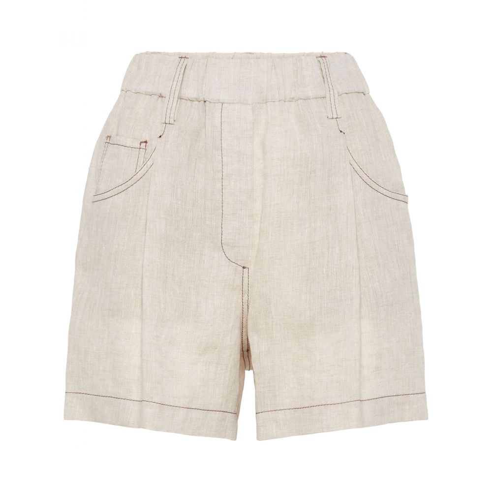Brunello Cucinelli - Monili-embellished linen shorts