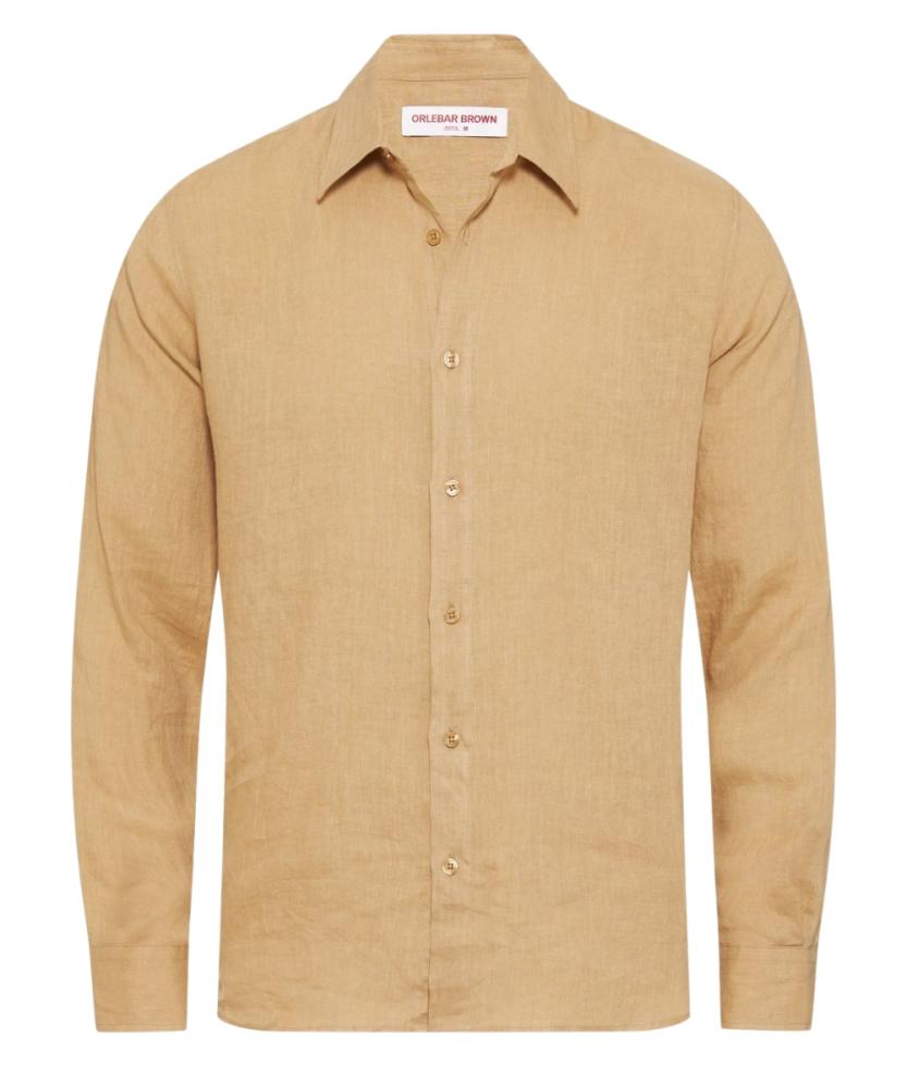 Orlebar Brown - Relaxed Fit Luxury Italian Linen Shirt In Biscuit Colour