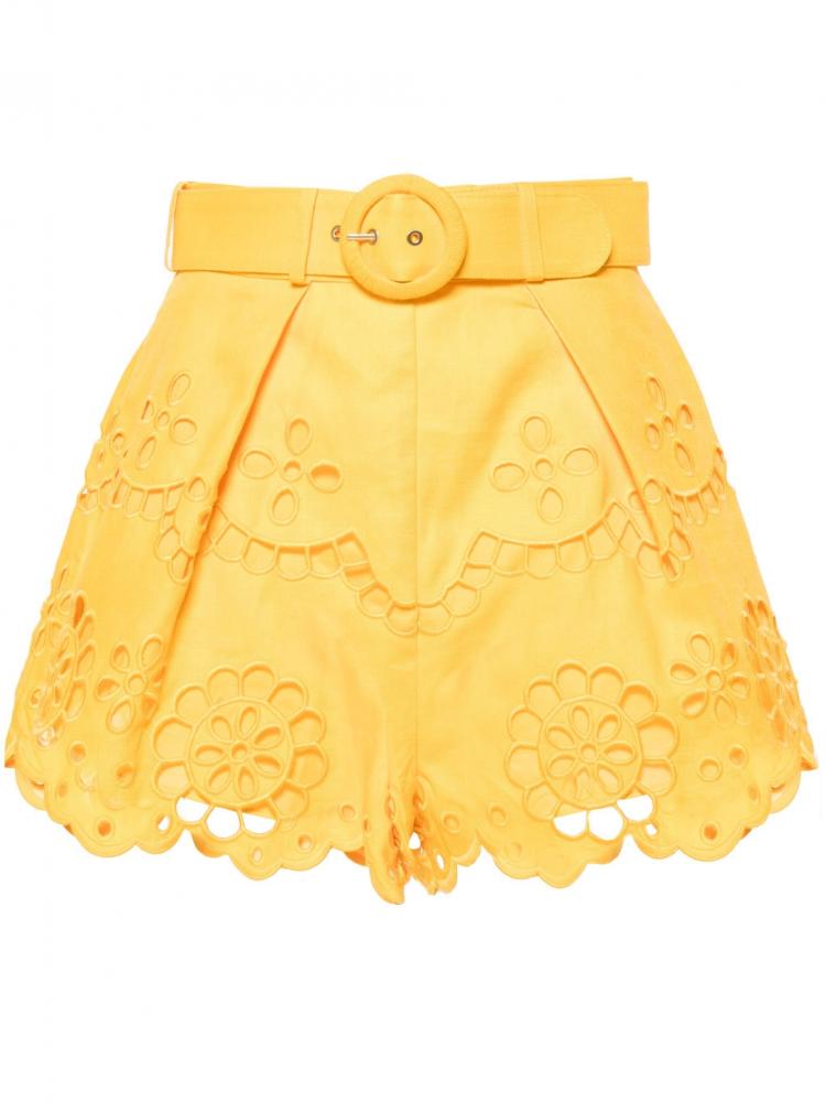 Zimmermann - Pop embroidered belted shorts