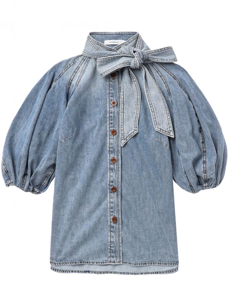 Zimmermann - Lantern puff-sleeve denim shirt