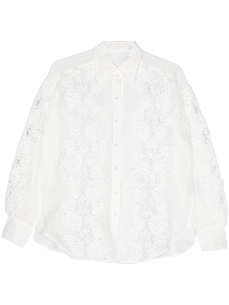 Zimmermann - Halliday floral-lace linen shirt