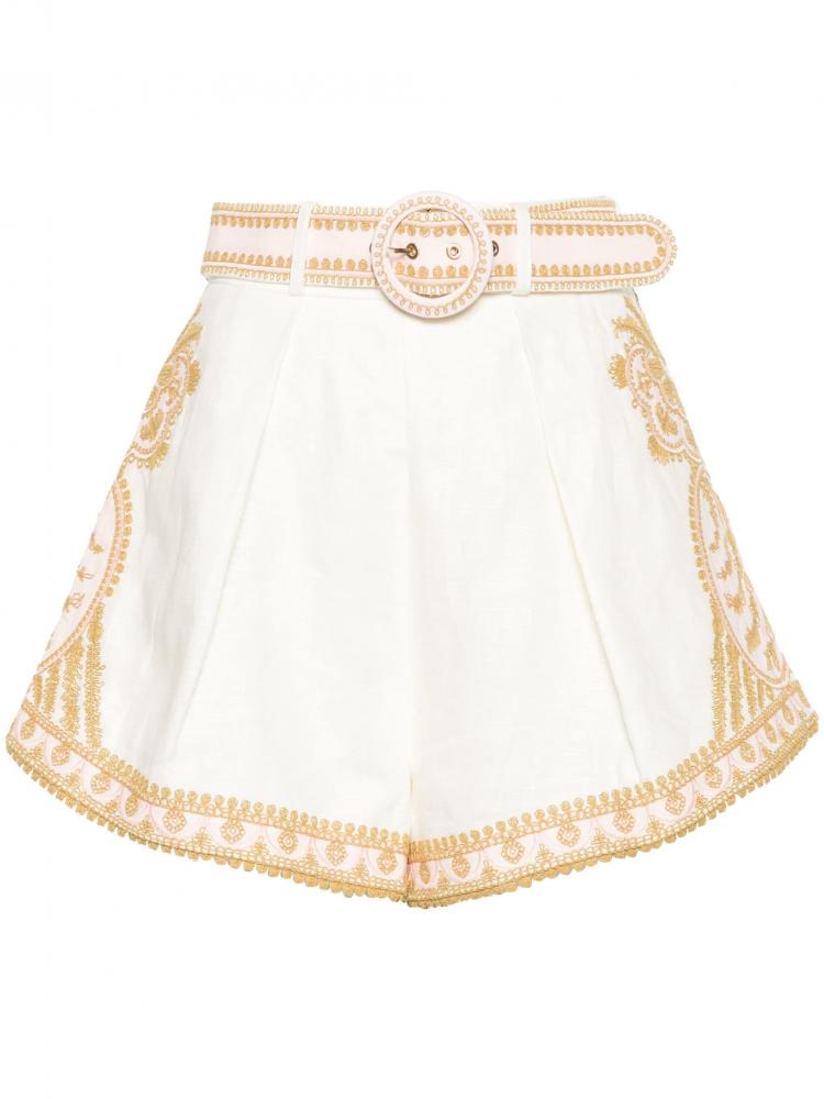 Zimmermann - Waverly embroidered linen shorts