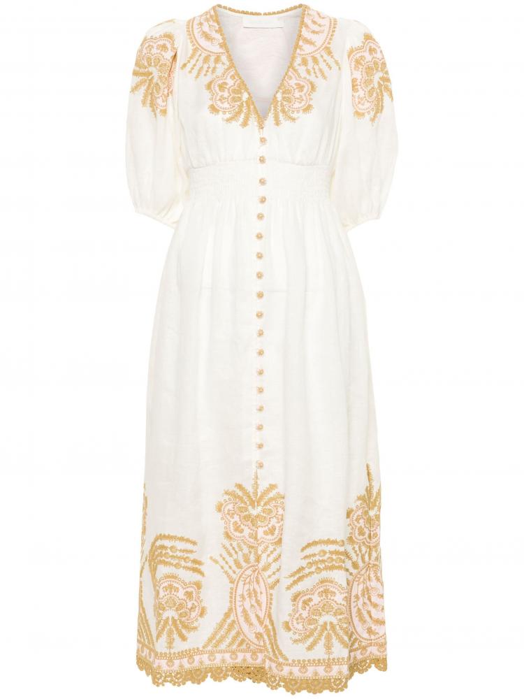 Zimmermann - Waverly embroidered linen midi dress