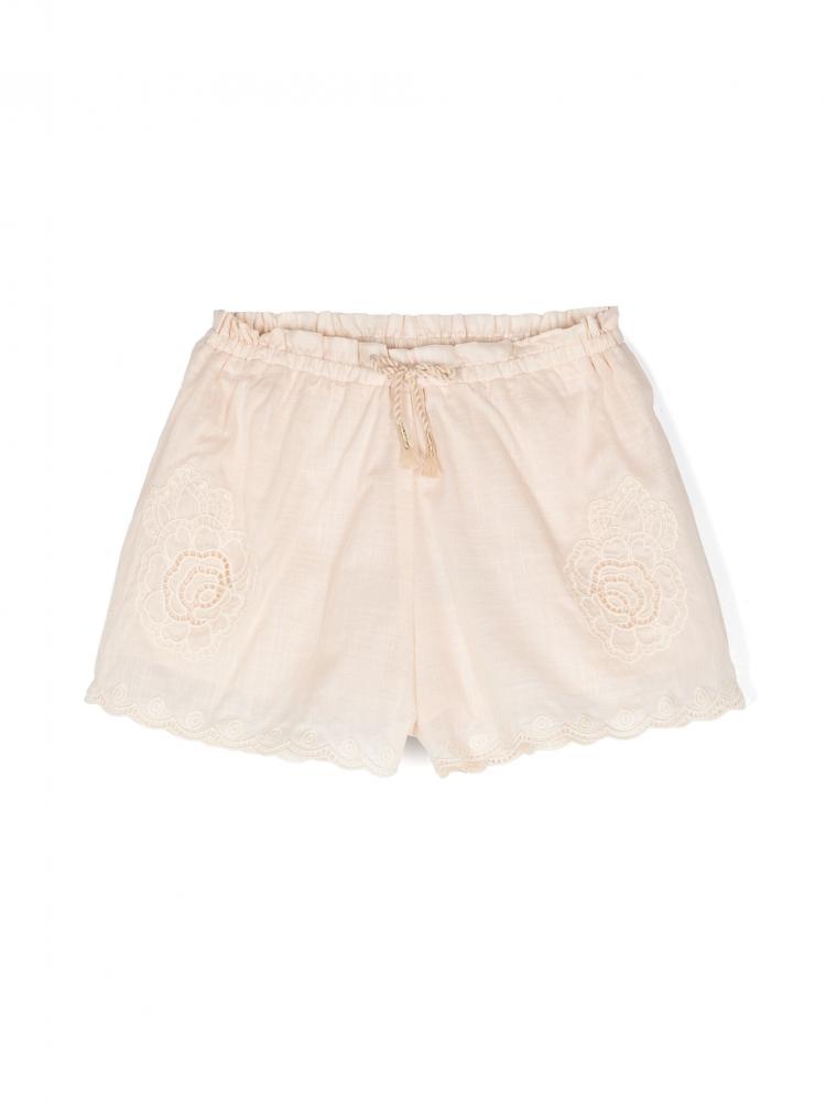 Zimmermann Kids - floral-embroidered cotton shorts