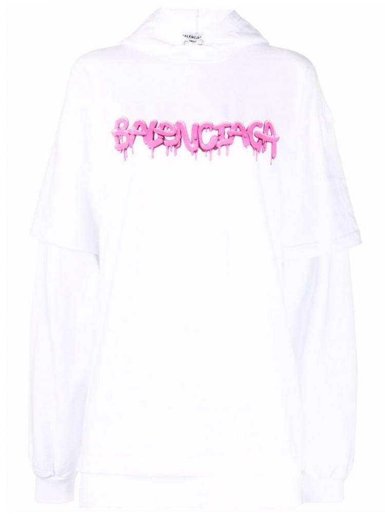 Balenciaga - white hoodie spray paint pink