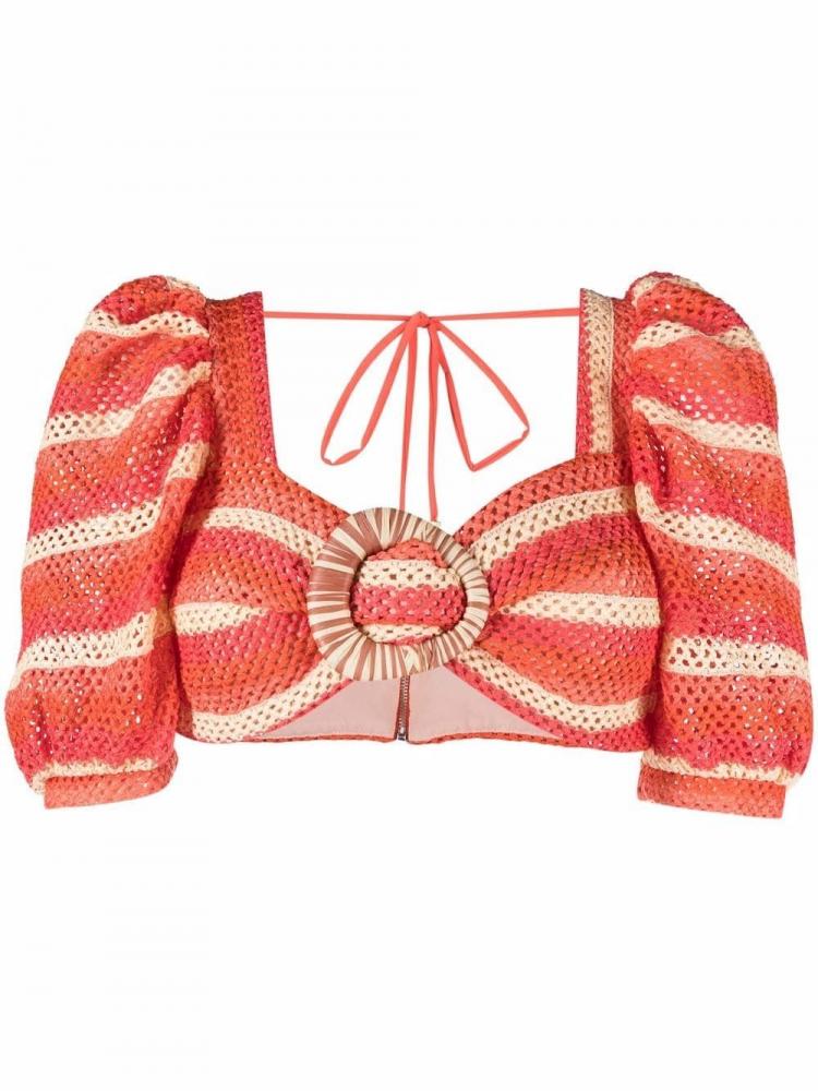 PatBO - striped crochet cropped top