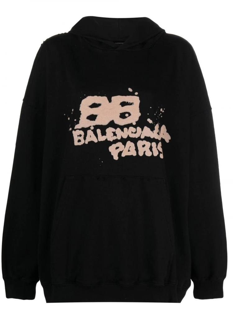 Balenciaga - Large Fit logo-print hoodie