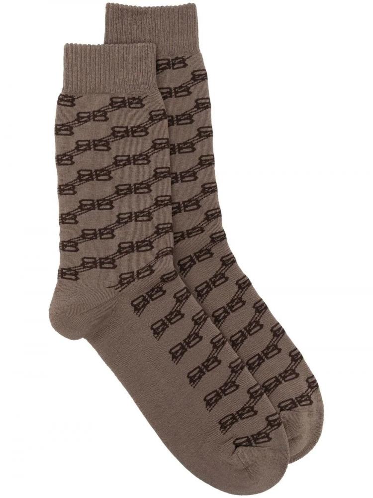 Balenciaga - monogram print cotton socks
